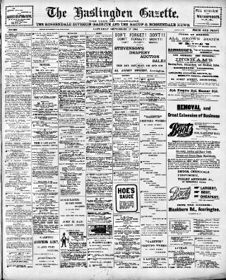 cover page of Haslingden Gazette published on September 17, 1904