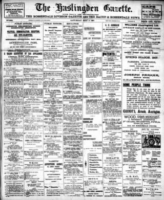 cover page of Haslingden Gazette published on May 4, 1907