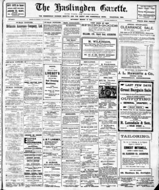 cover page of Haslingden Gazette published on March 19, 1910