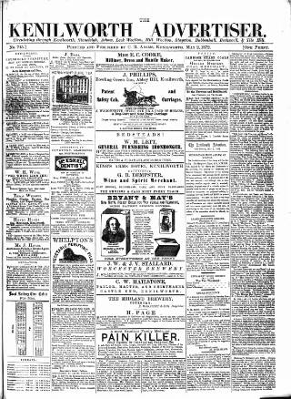 cover page of Kenilworth Advertiser published on May 2, 1872