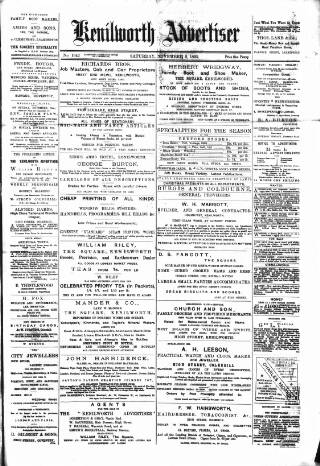 cover page of Kenilworth Advertiser published on November 2, 1895