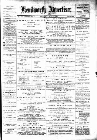 cover page of Kenilworth Advertiser published on June 18, 1898