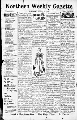 cover page of Northern Weekly Gazette published on March 19, 1898