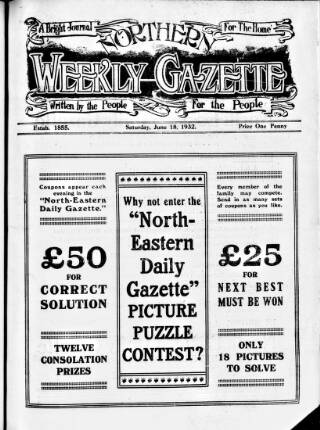cover page of Northern Weekly Gazette published on June 18, 1932