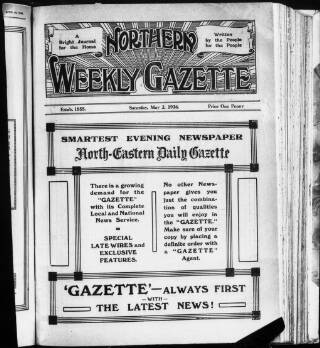 cover page of Northern Weekly Gazette published on May 2, 1936