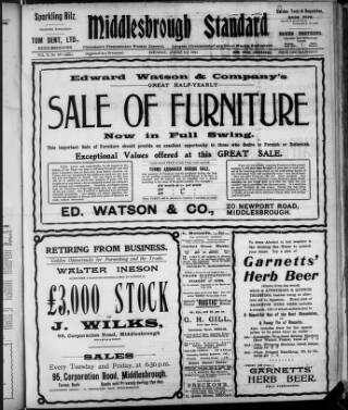cover page of Middlesbrough Standard published on August 2, 1913