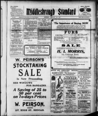 cover page of Middlesbrough Standard published on February 2, 1918