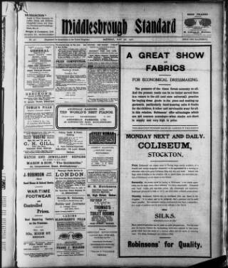 cover page of Middlesbrough Standard published on May 4, 1918