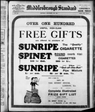 cover page of Middlesbrough Standard published on September 17, 1927
