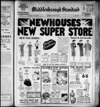 cover page of Middlesbrough Standard published on March 19, 1938