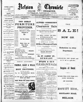 cover page of Nelson Chronicle, Colne Observer and Clitheroe Division News published on February 2, 1894