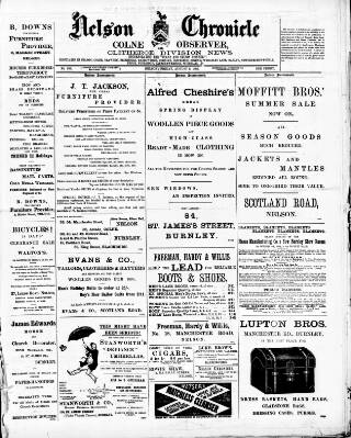 cover page of Nelson Chronicle, Colne Observer and Clitheroe Division News published on August 2, 1895