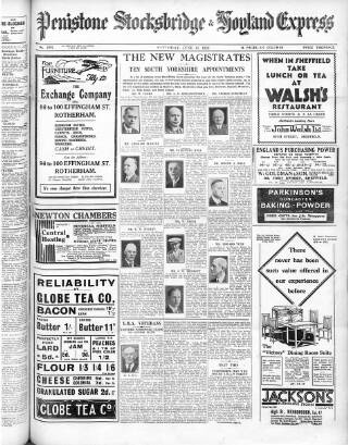 cover page of Penistone, Stocksbridge and Hoyland Express published on June 18, 1932