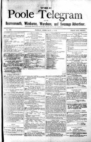 cover page of Poole Telegram published on February 2, 1883