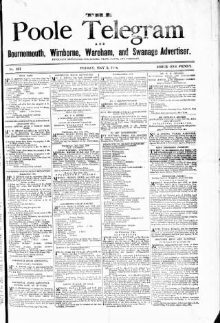 cover page of Poole Telegram published on May 2, 1884