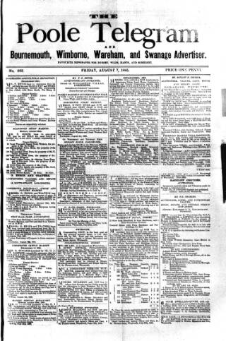 cover page of Poole Telegram published on August 7, 1885