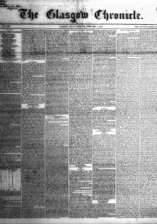 cover page of Glasgow Chronicle published on February 2, 1844