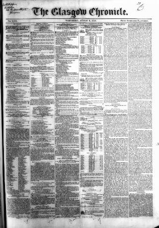 cover page of Glasgow Chronicle published on August 2, 1848
