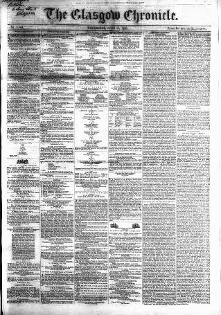 cover page of Glasgow Chronicle published on June 18, 1851