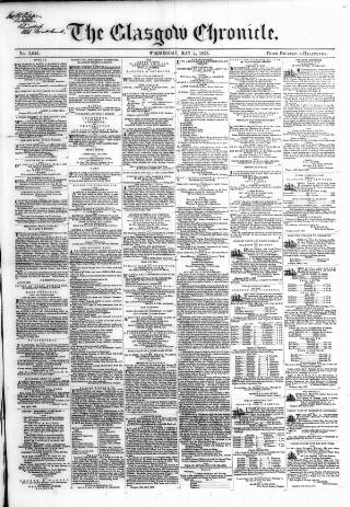 cover page of Glasgow Chronicle published on May 4, 1853