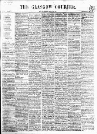 cover page of Glasgow Courier published on August 2, 1855