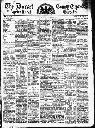 cover page of Dorset County Express and Agricultural Gazette published on November 2, 1858