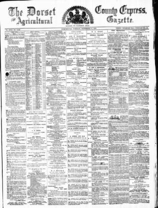 cover page of Dorset County Express and Agricultural Gazette published on November 2, 1875