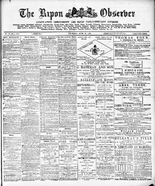 cover page of Ripon Observer published on June 18, 1891