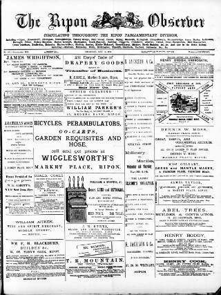 cover page of Ripon Observer published on May 2, 1895