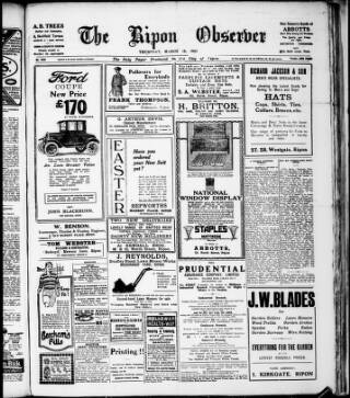 cover page of Ripon Observer published on March 19, 1925
