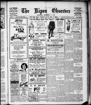 cover page of Ripon Observer published on September 17, 1925