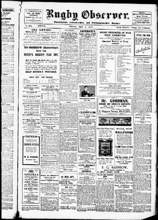 cover page of Rugby Observer published on May 4, 1917