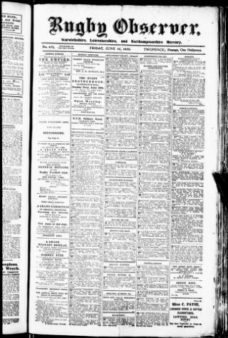 cover page of Rugby Observer published on June 18, 1920