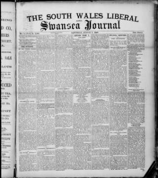 cover page of Swansea Journal and South Wales Liberal published on August 2, 1890