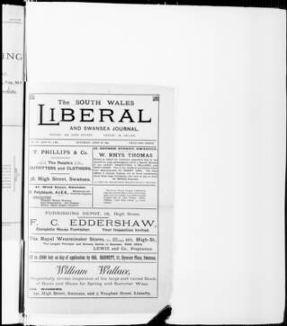 cover page of Swansea Journal and South Wales Liberal published on June 18, 1892