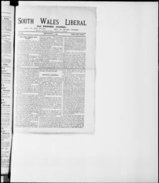 cover page of Swansea Journal and South Wales Liberal published on September 17, 1892
