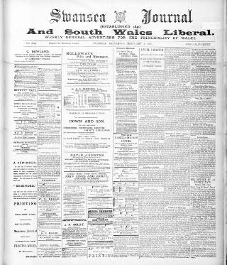 cover page of Swansea Journal and South Wales Liberal published on February 2, 1895