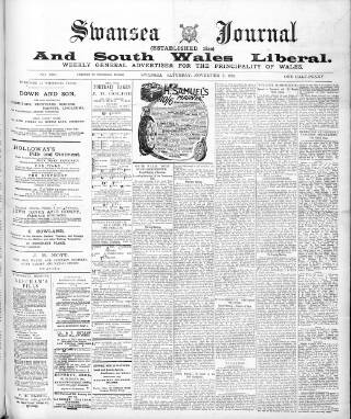 cover page of Swansea Journal and South Wales Liberal published on November 2, 1895