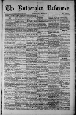 cover page of Rutherglen Reformer published on September 17, 1886