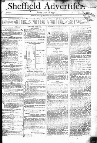 cover page of Sheffield Public Advertiser published on June 18, 1790