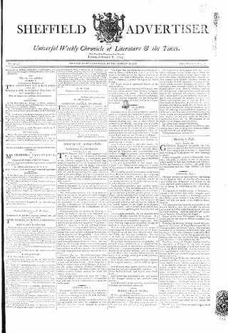 cover page of Sheffield Public Advertiser published on February 8, 1793