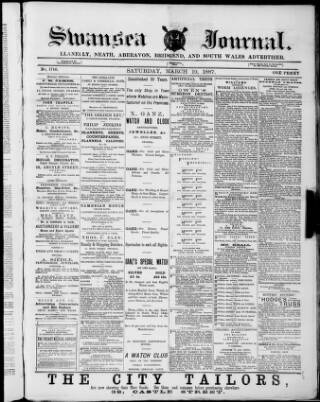 cover page of Swansea Journal published on March 19, 1887