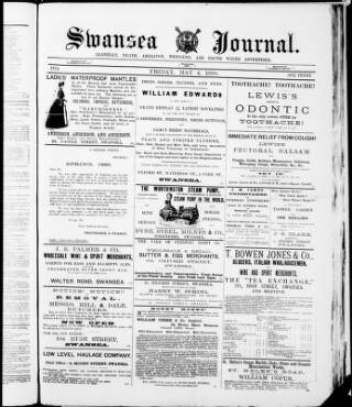 cover page of Swansea Journal published on May 4, 1888