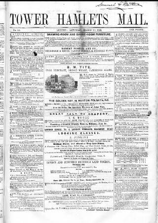 cover page of Tower Hamlets Mail published on March 20, 1858