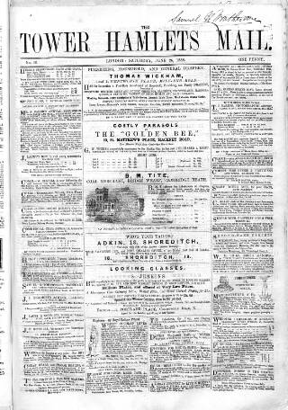 cover page of Tower Hamlets Mail published on June 26, 1858