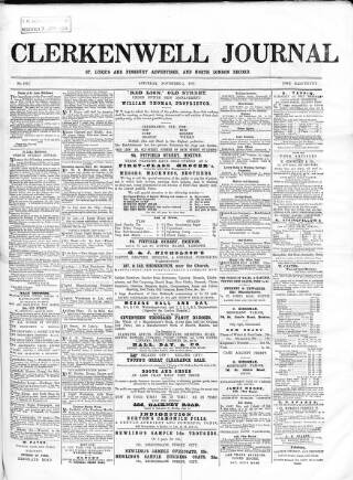 cover page of North London Record published on November 2, 1867