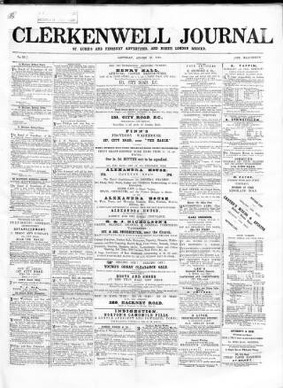 cover page of North London Record published on August 22, 1868