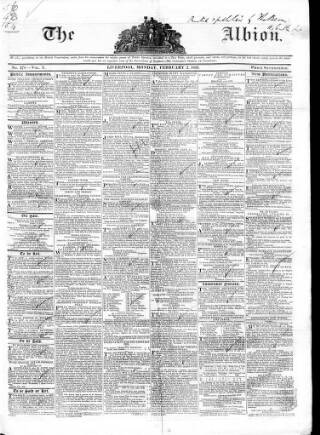 cover page of Liverpool Albion published on February 2, 1835