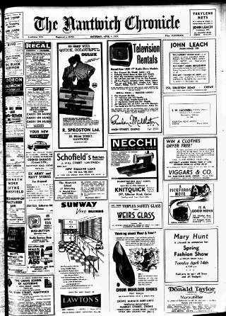 cover page of Nantwich Chronicle published on April 4, 1959