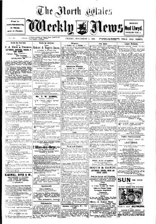 cover page of North Wales Weekly News published on November 2, 1906